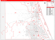 St. Lucie County Wall Map Red Line Style